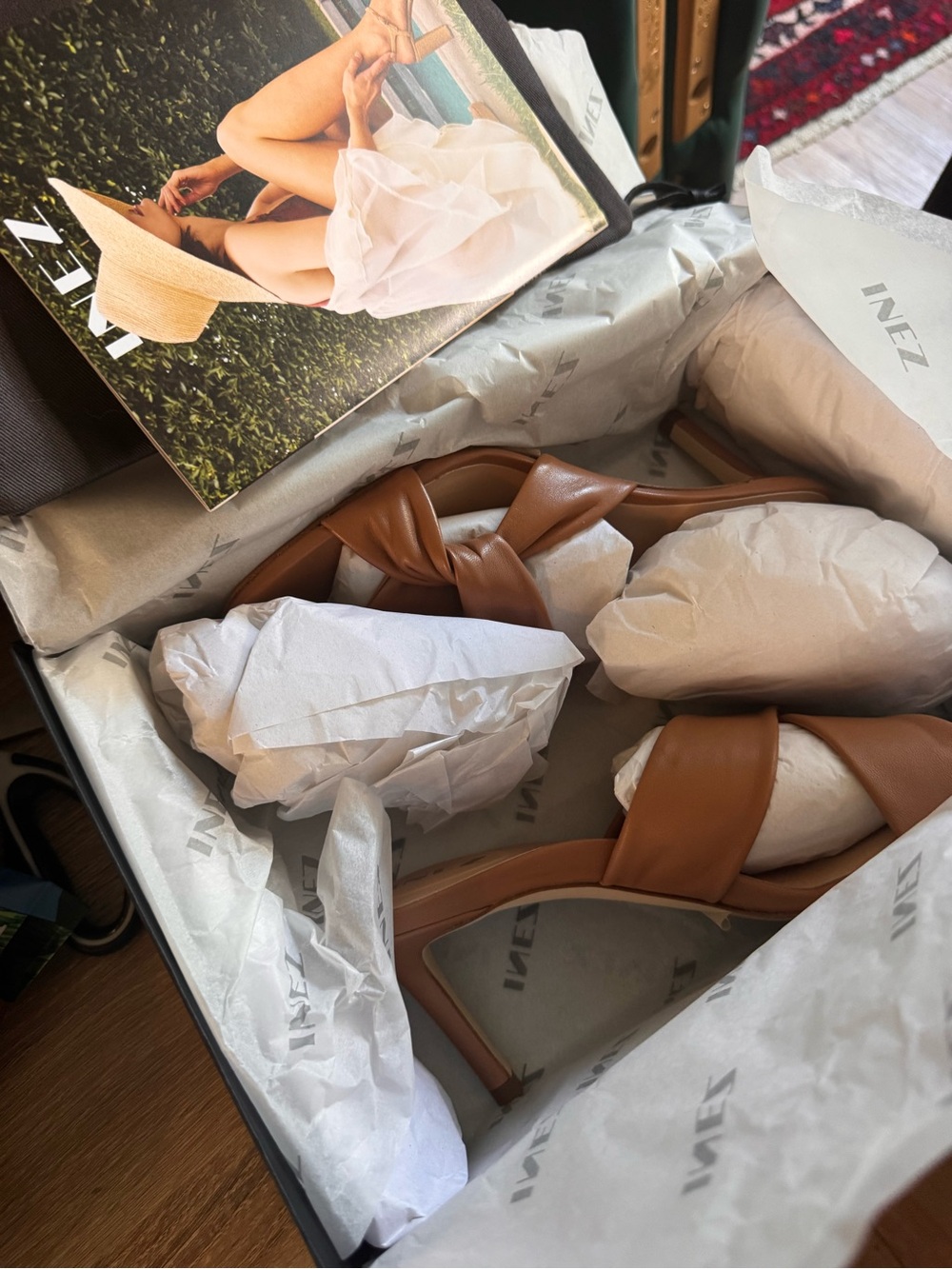 Isa Leather Knot Slide Heels Tan *NIB NEVER WORN - protective film still on shoe - Picture 13 of 16